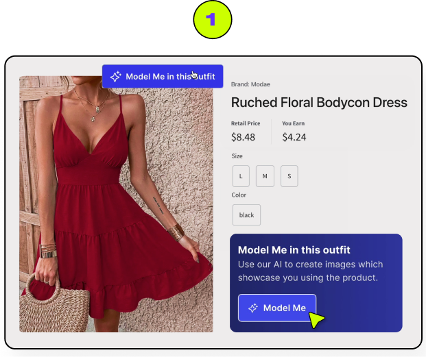 Click ‘ModelMe’ on any modelme enabled products in the Popshop Catalog