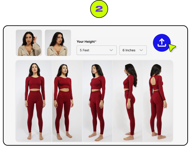 First Time you use Model Me: Upload your face and body pictures to generate and store your AI Persona